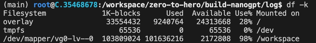 100GB disk attached for GPT-2 training data